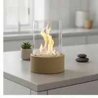 Housevitamin Bio Ethanol Tafelhaard - Rond - Rookvrij - 18x18x26,5 cm - Voor Binnen & Buiten - Zand